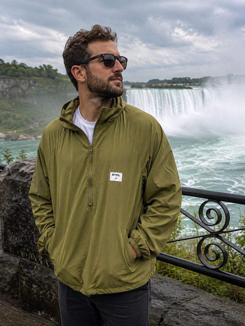 Staple Pigeon STPL Half-Zip Olive Green Windbreaker Pullover Jacket XXL
